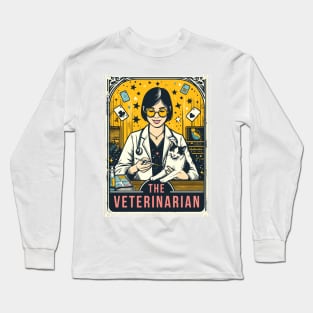 The Veterinarian Magician Cat Funny Tarot Card Pun Horoscope Long Sleeve T-Shirt